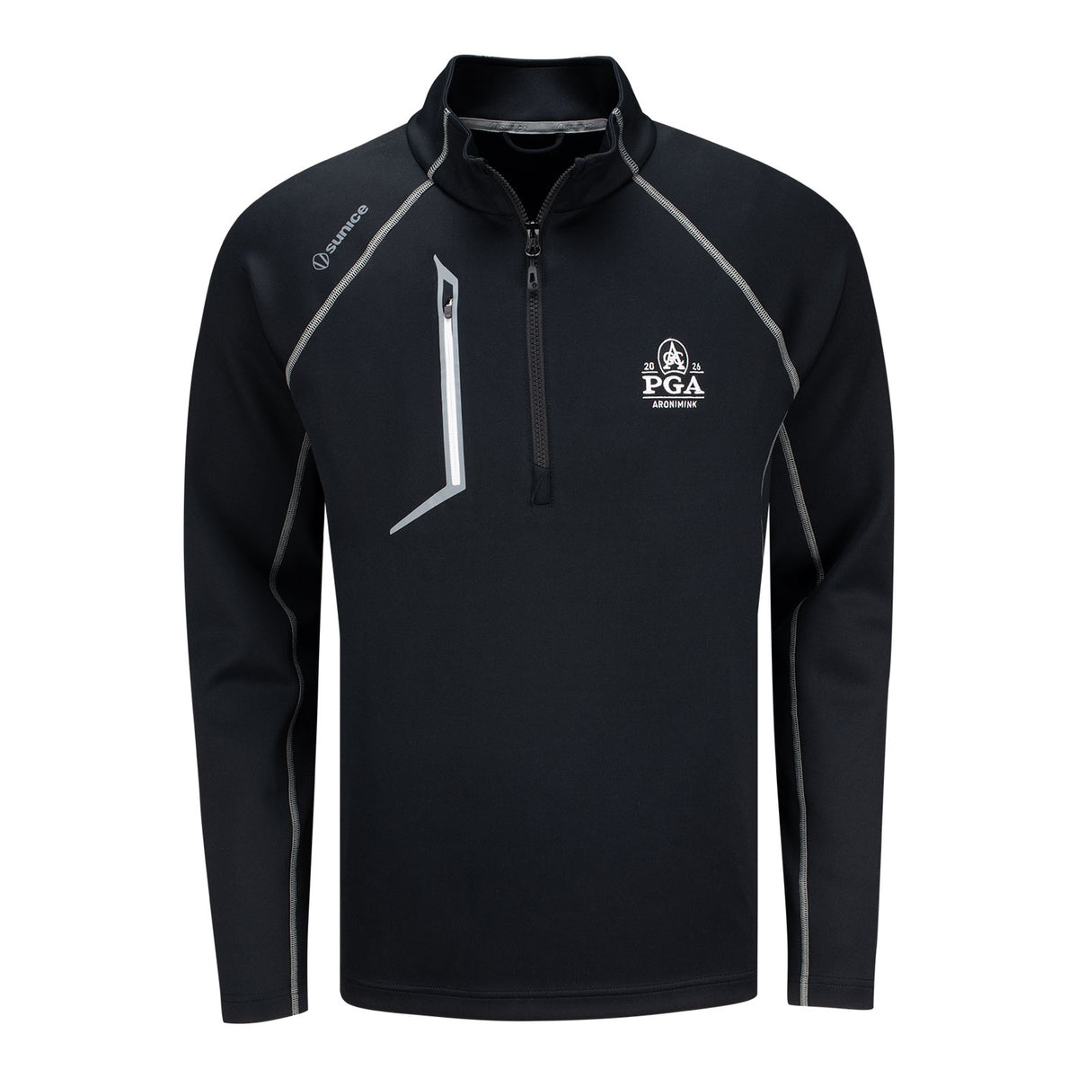 SUNICE 2026 PGA CHAMPIONSHIP ELEMENT SHIELD PERFORMANCE QUARTER ZIP PULLOVER IN BLACK