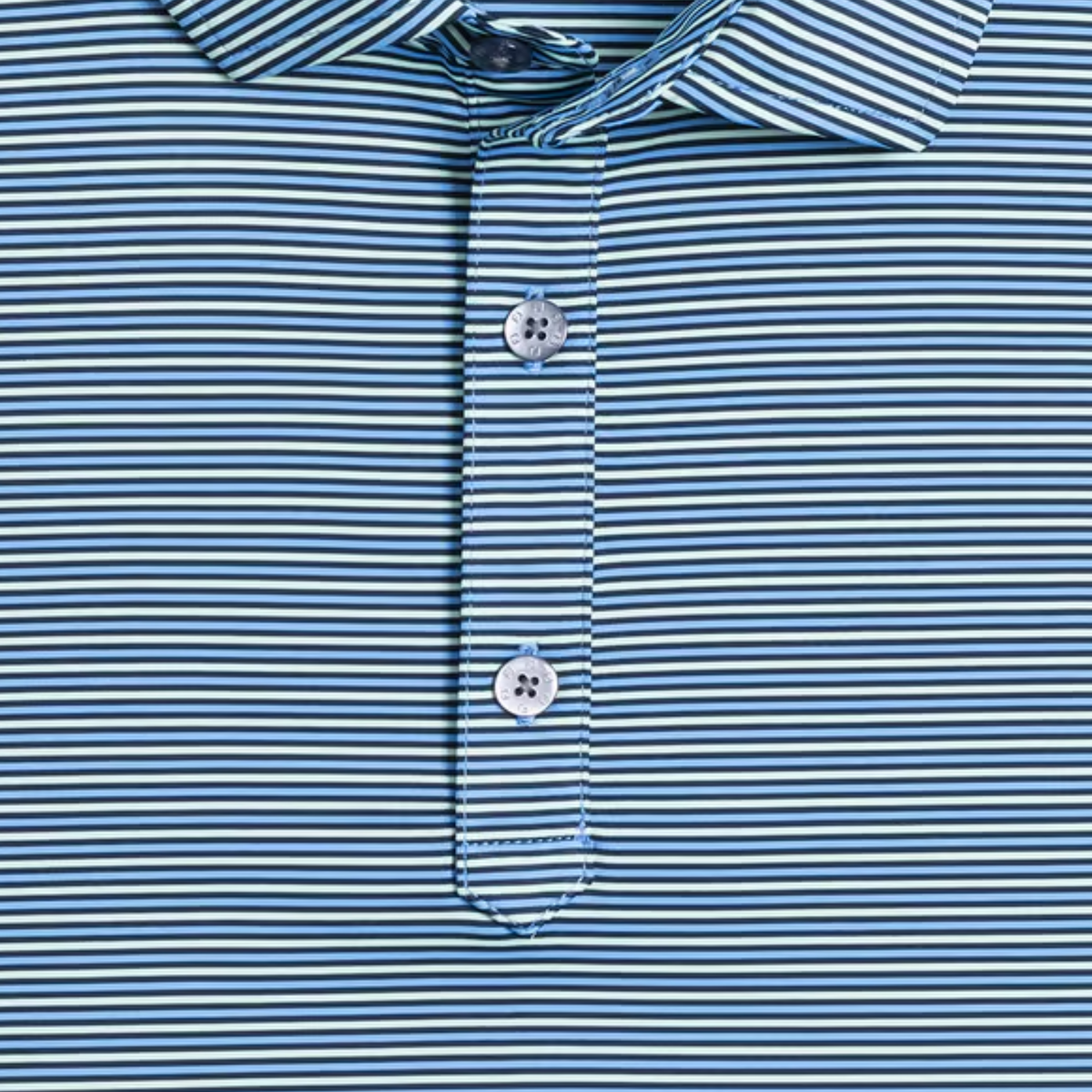 FOOTJOY 2026 PGA CHAMPIONSHIP SMOOTH STRIPE POLO IN NAVY, TONAL NAVY, AND LIGHT BLUE
