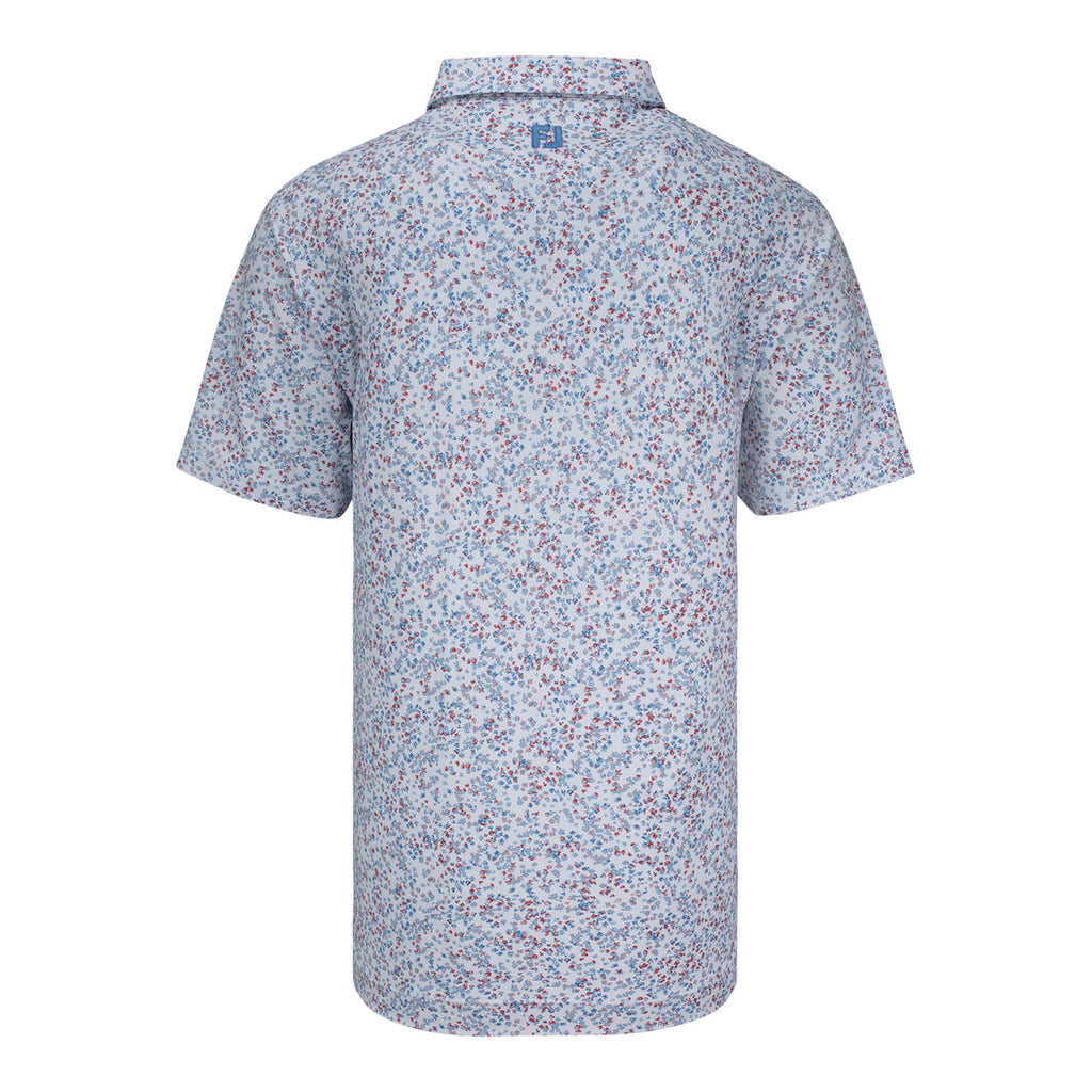 FOOTJOY 2026 PGA CHAMPIONSHIP WATER COLOR FLORAL PIQUE POLO IN WHITE, BLUE, AND TUCKET RED