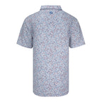 FOOTJOY 2026 PGA CHAMPIONSHIP WATER COLOR FLORAL PIQUE POLO IN WHITE, BLUE, AND TUCKET RED