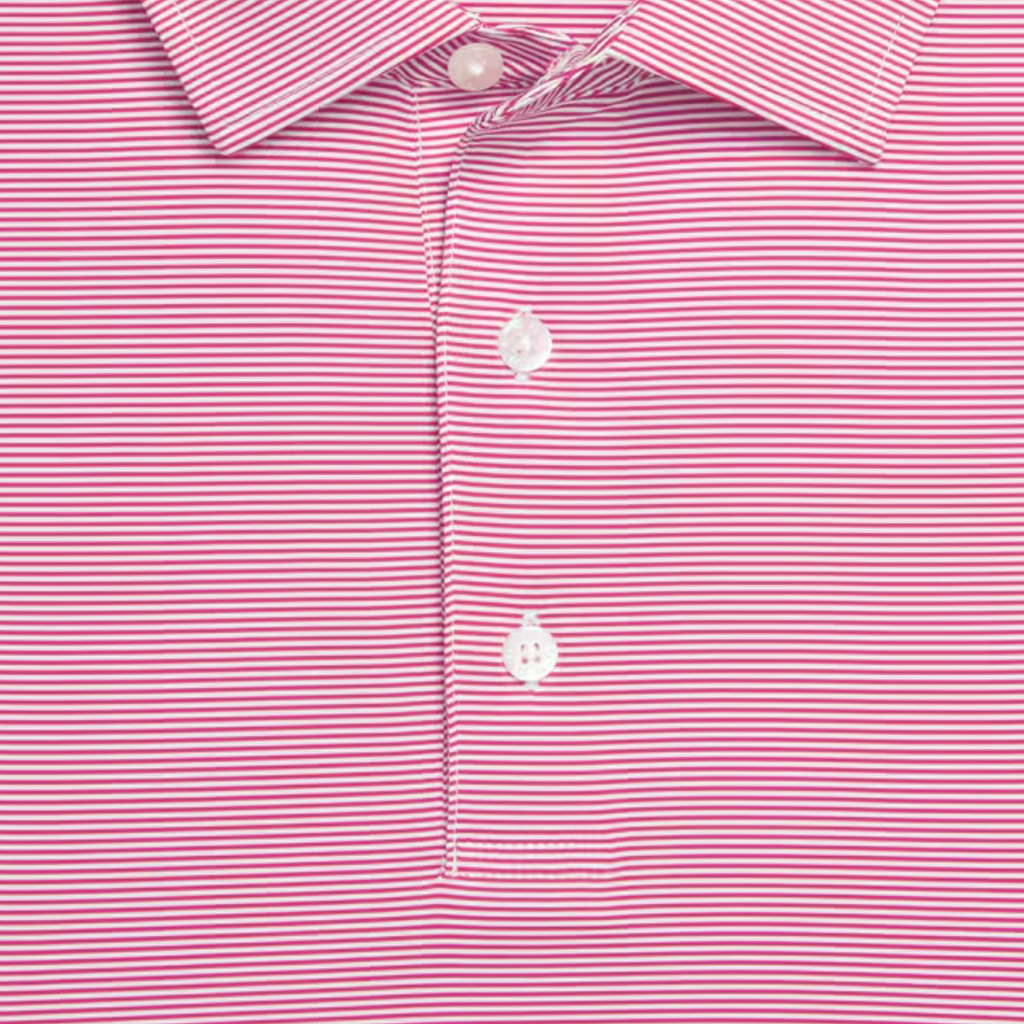 FOOTJOY 2026 PGA CHAMPIONSHIP MICROFEEDER STRIPE POLO IN RED AND WHITE