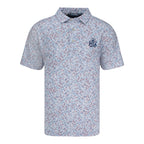 FOOTJOY 2026 PGA CHAMPIONSHIP WATER COLOR FLORAL PIQUE POLO IN WHITE, BLUE, AND TUCKET RED