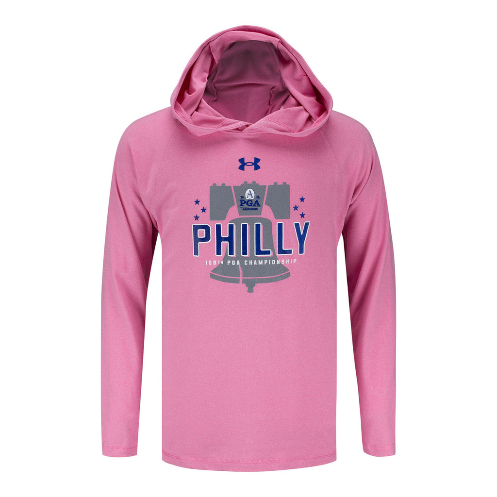 UNDER ARMOUR 2026 PGA CHAMPIONSHIP YOUTH TECH STRETCH LONG SLEEVE HOODIE IN PINK
