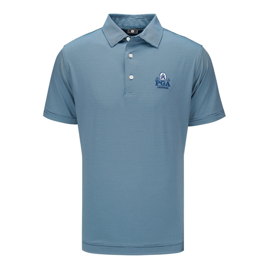 FOOTJOY 2026 PGA CHAMPIONSHIP MICROFEEDER STRIPE POLO IN NAVY AND LIGHT BLUE