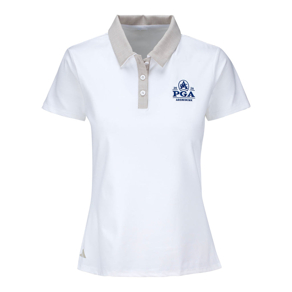 ADIDAS 2026 PGA CHAMPIONSHIP WOMEN’S GRID PATTERN POLO IN BEIGE