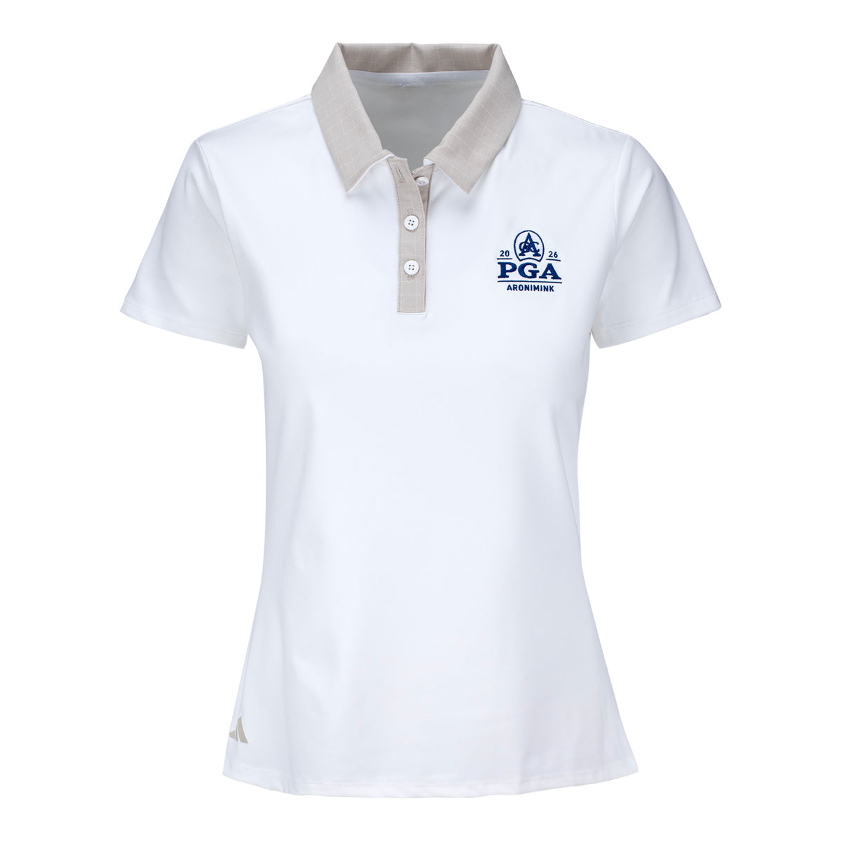 ADIDAS 2026 PGA CHAMPIONSHIP WOMEN’S GRID PATTERN POLO IN BEIGE