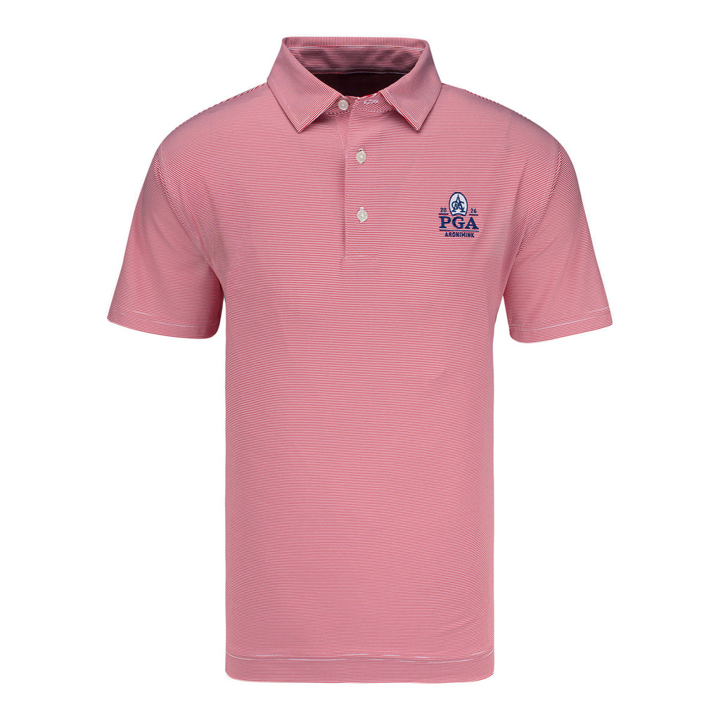 FOOTJOY 2026 PGA CHAMPIONSHIP MICROFEEDER STRIPE POLO IN RED AND WHITE