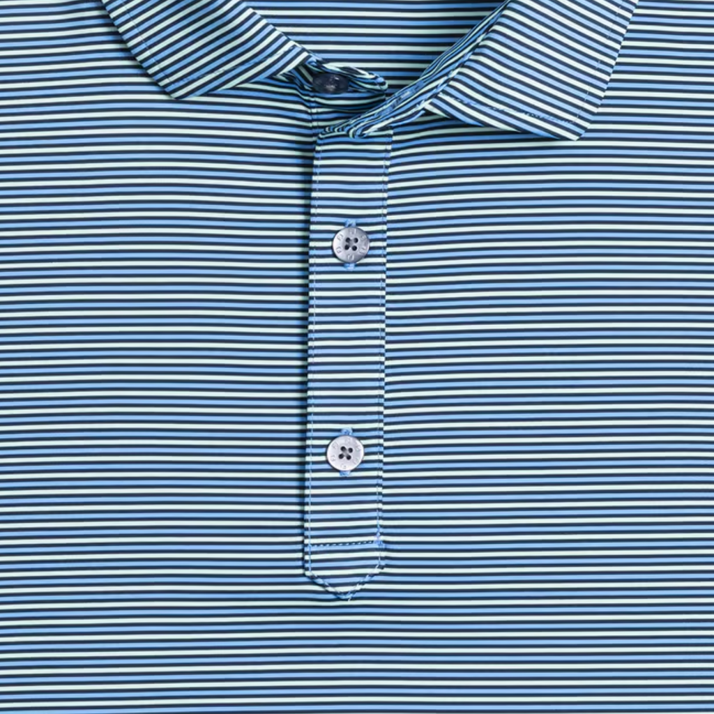 FOOTJOY 2026 PGA CHAMPIONSHIP SMOOTH STRIPE POLO IN NAVY, MINT, AND BLUE