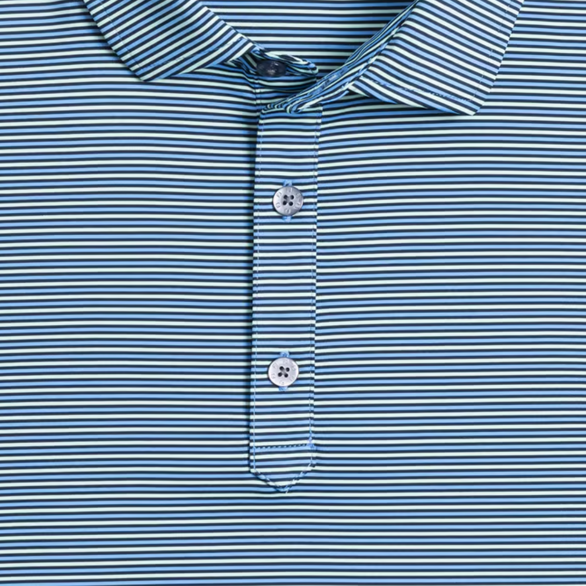 FOOTJOY 2026 PGA CHAMPIONSHIP SMOOTH STRIPE POLO IN NAVY, MINT, AND BLUE