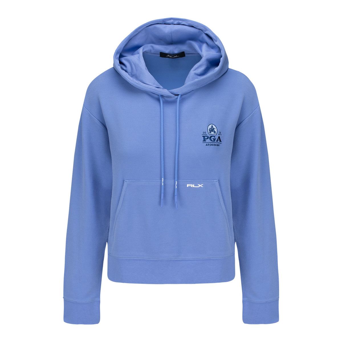 RALPH LAUREN 2026 PGA CHAMPIONSHIP WOMEN’S TECH WAFFLE KNIT HOODED SWEATSHIRT IN BLUE MIST