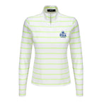 RALPH LAUREN 2026 PGA CHAMPIONSHIP WOMEN’S AIRFLOW QUARTER ZIP STRIPED MOCKNECK PULLOVER IN CERAMIC WHITE AND LIGHT LIME