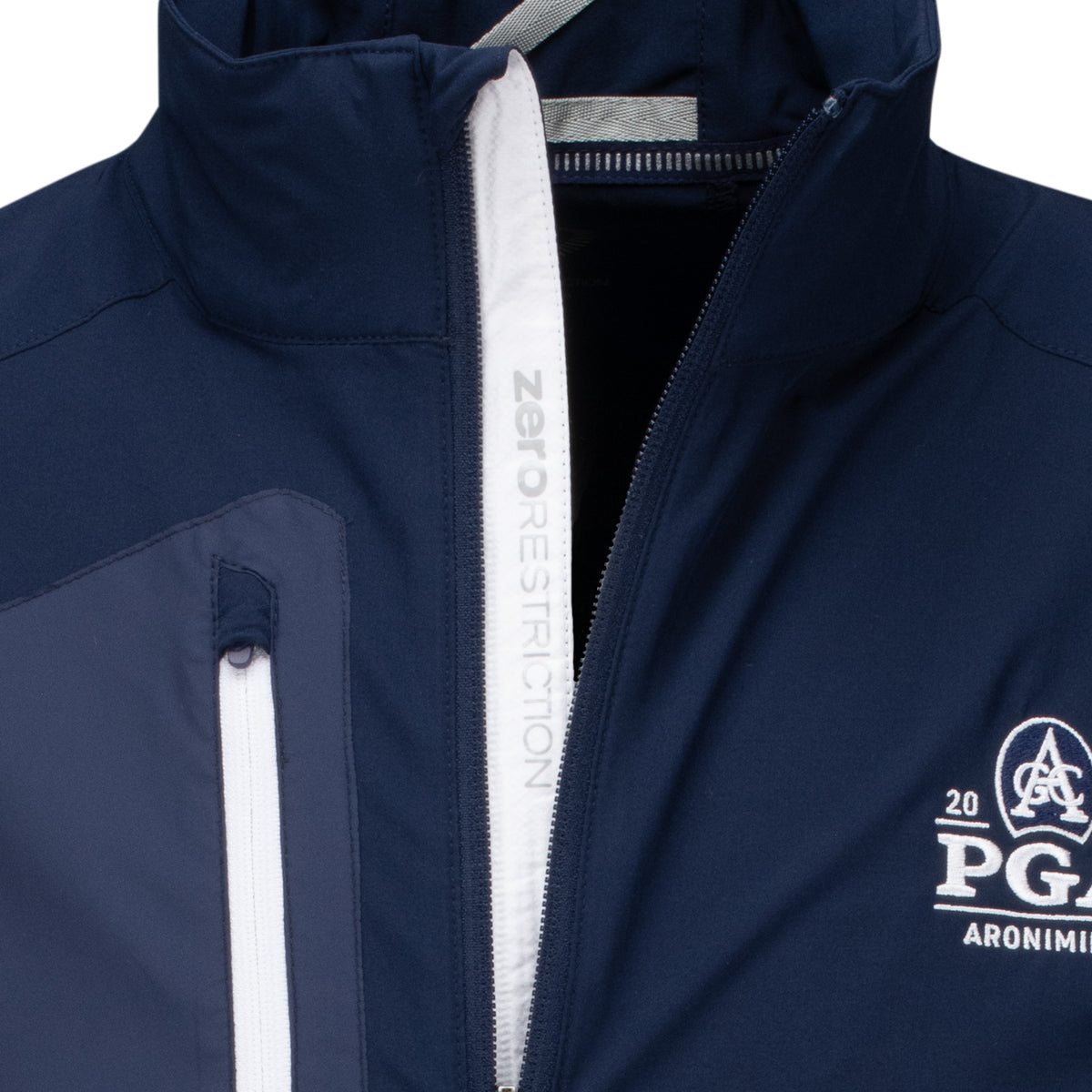 ZERO RESTRICTION BRANDS 2026 PGA CHAMPIONSHIP Z700 FULL ZIP VEST IN NAVY