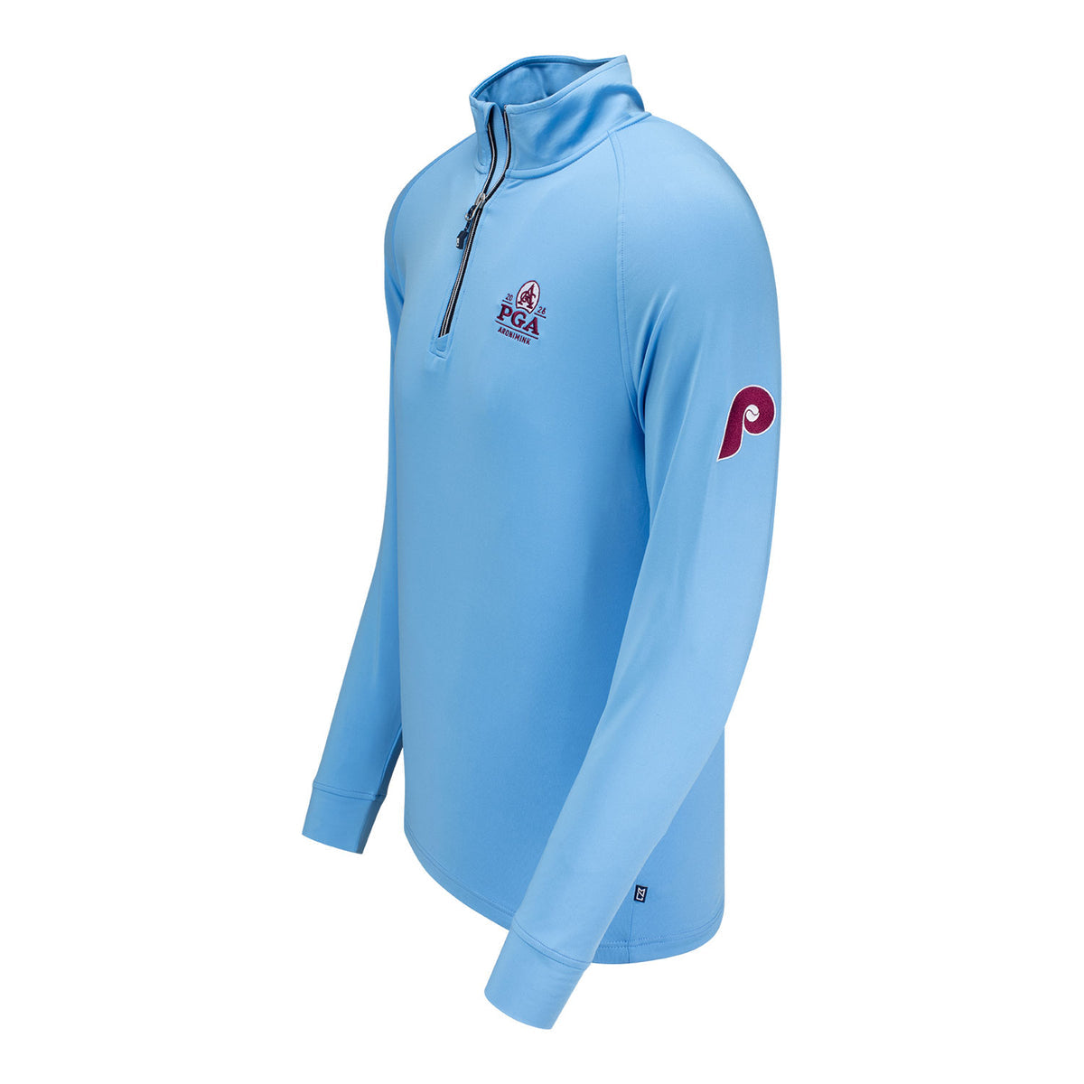 CUTTER & BUCK 2026 PGA CHAMPIONSHIP X PHILADELPHIA PHILLIES CO-BRAND QUARTER ZIP IN ATLAS BLUE
