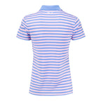 RALPH LAUREN 2026 PGA CHAMPIONSHIP WOMEN’S LIGHTWEIGHT AIRFLOW 4-SNAP PLACKET STRIPE POLO IN BLUE MIST AND LIGHT PINK
