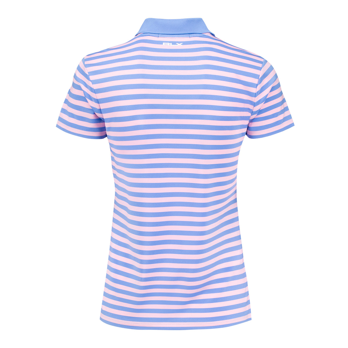 RALPH LAUREN 2026 PGA CHAMPIONSHIP WOMEN’S LIGHTWEIGHT AIRFLOW 4-SNAP PLACKET STRIPE POLO IN BLUE MIST AND LIGHT PINK