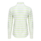 RALPH LAUREN 2026 PGA CHAMPIONSHIP WOMEN’S AIRFLOW QUARTER ZIP STRIPED MOCKNECK PULLOVER IN CERAMIC WHITE AND LIGHT LIME