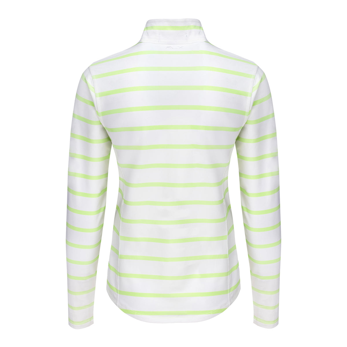 RALPH LAUREN 2026 PGA CHAMPIONSHIP WOMEN’S AIRFLOW QUARTER ZIP STRIPED MOCKNECK PULLOVER IN CERAMIC WHITE AND LIGHT LIME