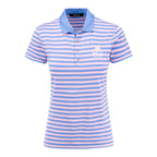 RALPH LAUREN 2026 PGA CHAMPIONSHIP WOMEN’S LIGHTWEIGHT AIRFLOW 4-SNAP PLACKET STRIPE POLO IN BLUE MIST AND LIGHT PINK