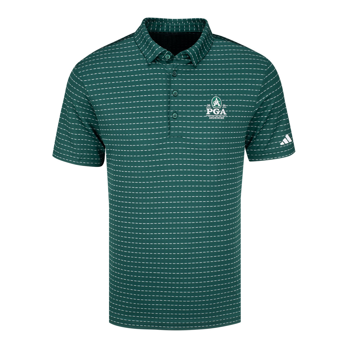 ADIDAS 2026 PGA CHAMPIONSHIP DASH STRIPE POLO IN COLLEGIATE GREEN - PAG