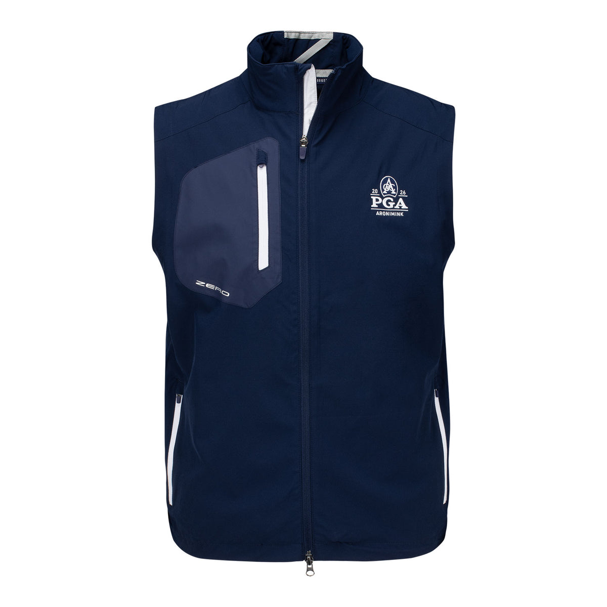 ZERO RESTRICTION BRANDS 2026 PGA CHAMPIONSHIP Z700 FULL ZIP VEST IN NAVY - PAG